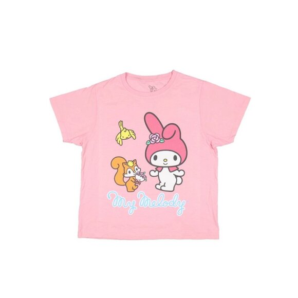 My Melody and Risu by Sanrio Boxy Cropped Short Sleeve T-Shirt NEW - Picture 1 of 3